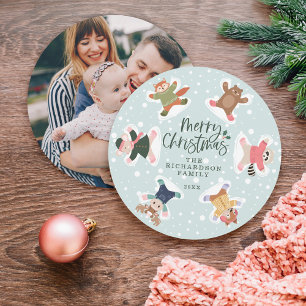 Cartes Pour Fêtes Annuelles Joyeux Noël Ange des neiges Bois Animaux Photo