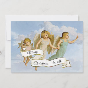 Cartes Pour Fêtes Annuelles Joyeux Noël Angel Dove Bannière Vintage