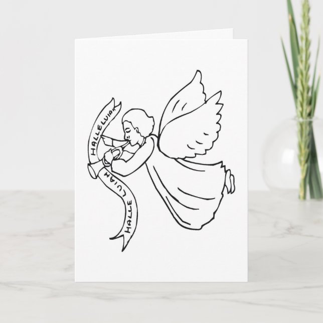 Cartes Pour Fêtes Annuelles Joyeux Noël Angel noir blanc croquis vacances (Devant)