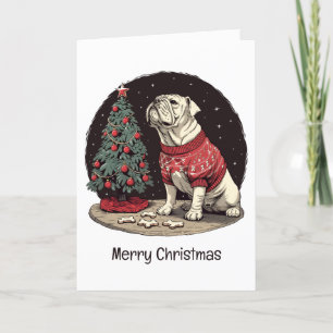 Cartes Pour Fêtes Annuelles Joyeux Noël anglais Chien de Noël Arbre