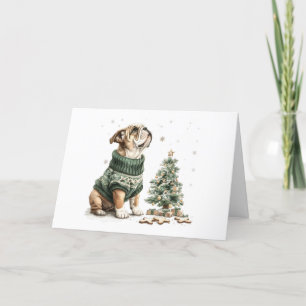 Cartes Pour Fêtes Annuelles Joyeux Noël anglais Chien de Noël Arbre