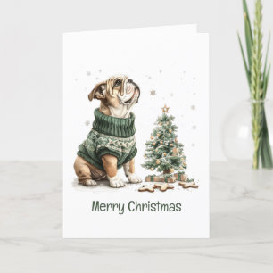 Cartes Pour Fêtes Annuelles Joyeux Noël anglais Chien de Noël Arbre