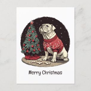 Cartes Pour Fêtes Annuelles Joyeux Noël anglais Chien de Noël Arbre