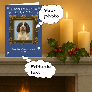 Cartes Pour Fêtes Annuelles Joyeux Noël animal de compagnie photo bleu marine