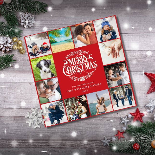 Cartes Pour Fêtes Annuelles Joyeux Noël Année d'examen Photo Collage Vacances (Créateur téléchargé)