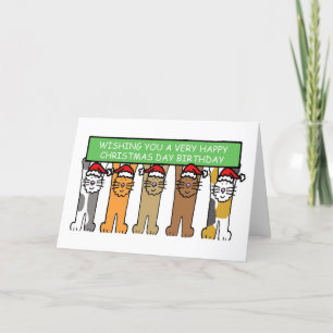 Cartes Pour Fêtes Annuelles Joyeux Noël Anniversaire Cartoon Cats