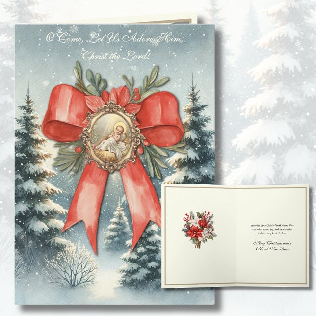 Cartes Pour Fêtes Annuelles Joyeux Noël Aquarelle bébé Jésus (Créateur téléchargé)