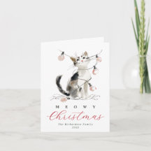 Joyeux Noël aquarelle Chat & Lumières