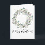 Cartes Pour Fêtes Annuelles Joyeux Noël, aquarelle couronne de Noël<br><div class="desc">Christmas wreath with holly and berries, handpainted watercolor Make your holiday mail stand out from the traditional cards with this vintage handpainted watercolor Christmas banner. Merry Christmas ! Surprise your nearest and dearest, your friends, co-workers, neighbors or even your boss with a special card. Many different designs available: from a...</div>