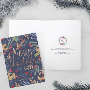 Cartes Pour Fêtes Annuelles Joyeux Noël Aquarelle Festive Foliage & Fox
