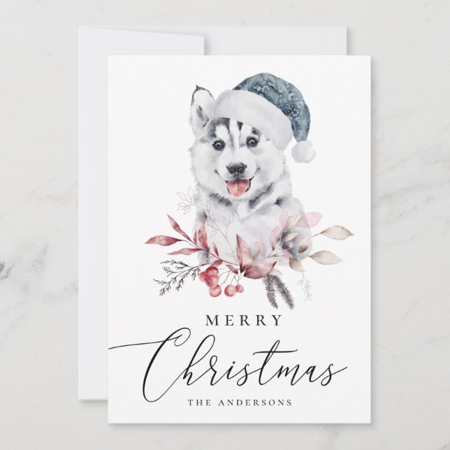 Cartes Pour Fêtes Annuelles Joyeux Noël. Aquarelle feuilletée. animal mignon (Devant)