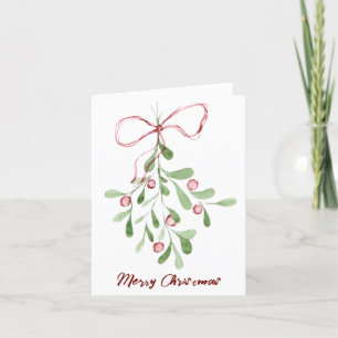 Cartes Pour Fêtes Annuelles Joyeux Noël Aquarelle Mistletoe