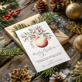 Cartes Pour Fêtes Annuelles Joyeux Noël aquarelle Ornement Holly Berry