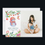 Cartes Pour Fêtes Annuelles Joyeux Noël. Aquarelle photo de neige mignonne<br><div class="desc">Photo de Noël Carte de vacances avec aquarelle mignon bonhomme de neige.</div>