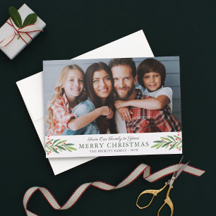 Cartes Pour Fêtes Annuelles Joyeux Noël Aquarelle Verdure Baies Photo