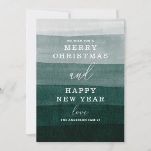 Cartes Pour Fêtes Annuelles Joyeux Noël. Aquarelle vert ombre typographie