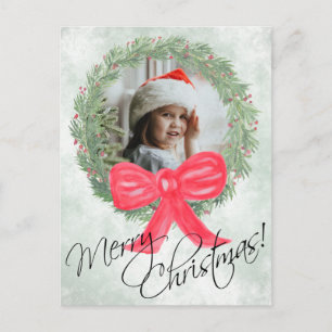 Cartes Pour Fêtes Annuelles Joyeux Noël aquarelle Wreath Cadre photo