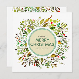 Cartes Pour Fêtes Annuelles Joyeux Noël Aquarelle Wreath Vibrant