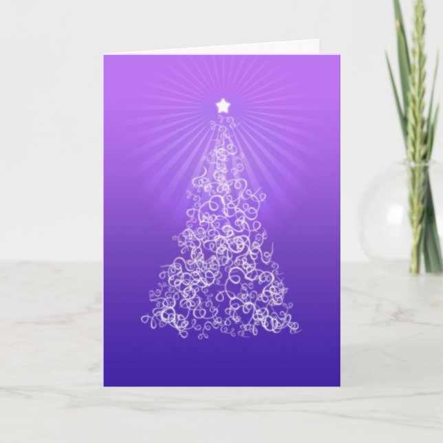Cartes Pour Fêtes Annuelles Joyeux Noël - Arbre à branches pourpre (Devant)