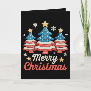 Cartes Pour Fêtes Annuelles Joyeux Noël Arbre de Noël Drapeau américain améric