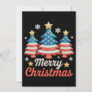 Cartes Pour Fêtes Annuelles Joyeux Noël Arbre de Noël Drapeau américain améric