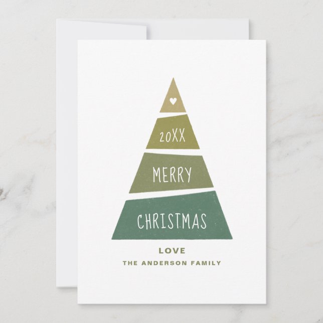 Cartes Pour Fêtes Annuelles Joyeux Noël. Arbre moderne géométrique vert (Devant)