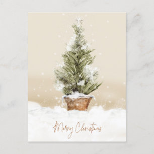 Cartes Pour Fêtes Annuelles Joyeux Noël Arbre neigeux aquarelle Poste de vacan