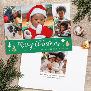 Cartes Pour Fêtes Annuelles Joyeux Noël Arbre photo Collage Green Flat