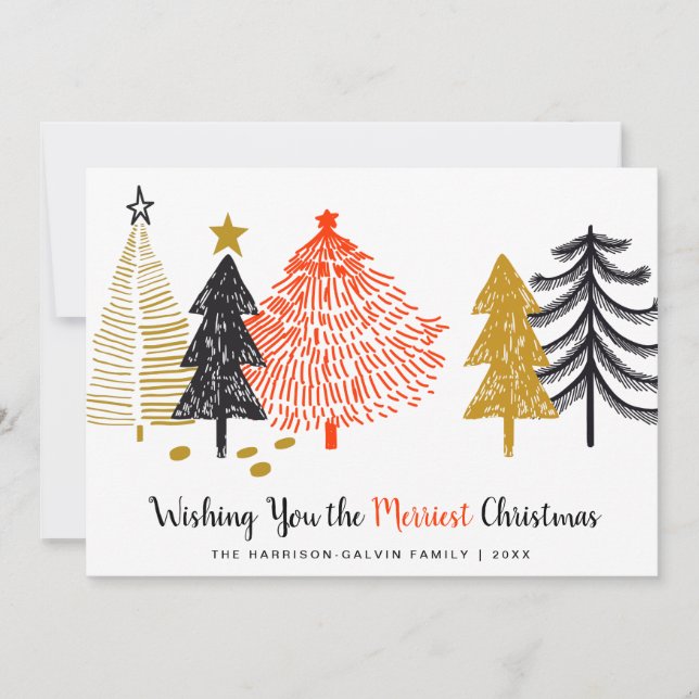 Cartes Pour Fêtes Annuelles Joyeux Noël Arbres Abstraits Moderne (Devant)
