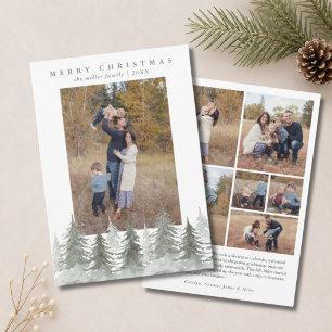 Cartes Pour Fêtes Annuelles Joyeux Noël Arbres Aquarelle Classique 5 Photo