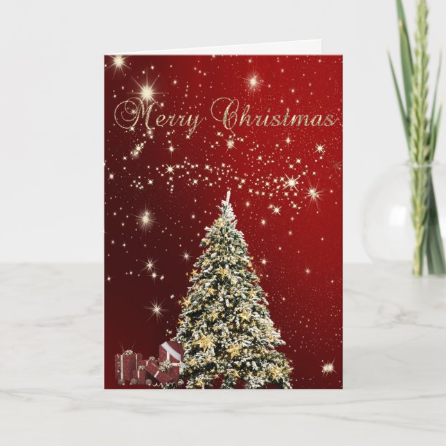 Cartes Pour Fêtes Annuelles Joyeux Noël, Arbres de Noël, Présents (Devant)