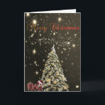 Cartes Pour Fêtes Annuelles Joyeux Noël, Arbres de Noël, Présents<br><div class="desc">Elégant arbre de Noël et présente avec chapeau santa sur blanc,  arrière - plan rouge et un verset sentimental à l'intérieur.</div>
