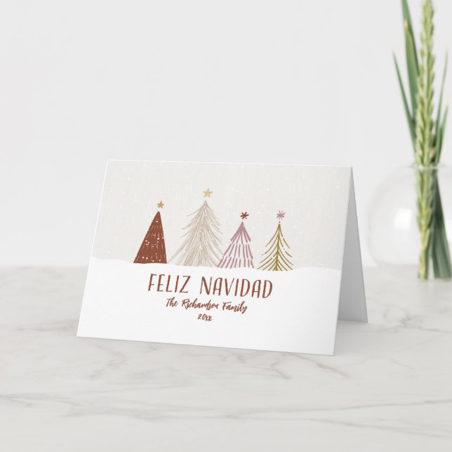 Cartes Pour Fêtes Annuelles Joyeux Noël Arbres Élégants Neige Fête Sur Mesure (Devant)
