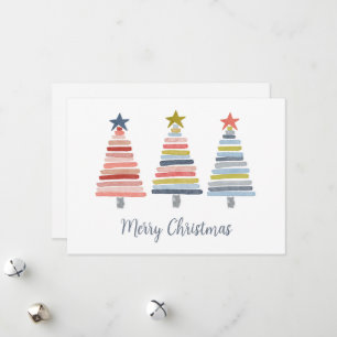 Cartes Pour Fêtes Annuelles Joyeux Noël Arbres Empilés Colorés