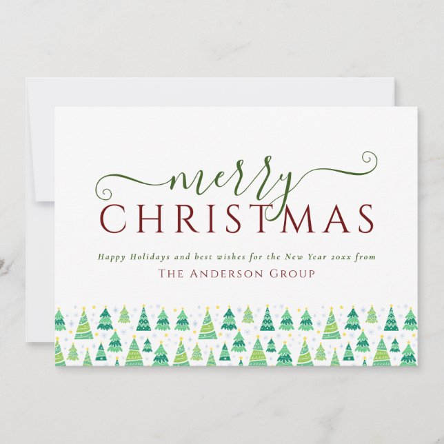 Cartes Pour Fêtes Annuelles Joyeux Noël Arbres Entreprise Entreprise (Devant)