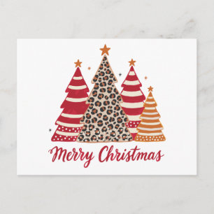 Cartes Pour Fêtes Annuelles Joyeux Noël Arbres Motifs Léopard Rouge Rayure