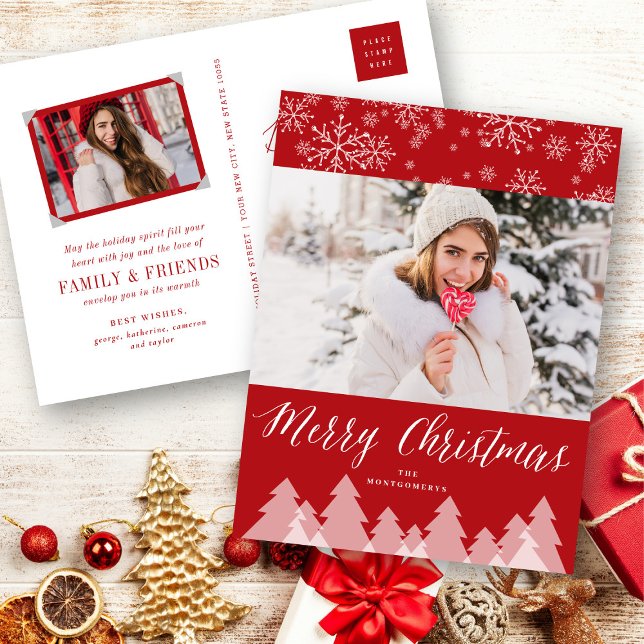 Cartes Pour Fêtes Annuelles Joyeux Noël Arbres Snowflakes Winter Wonderland (Créateur téléchargé)