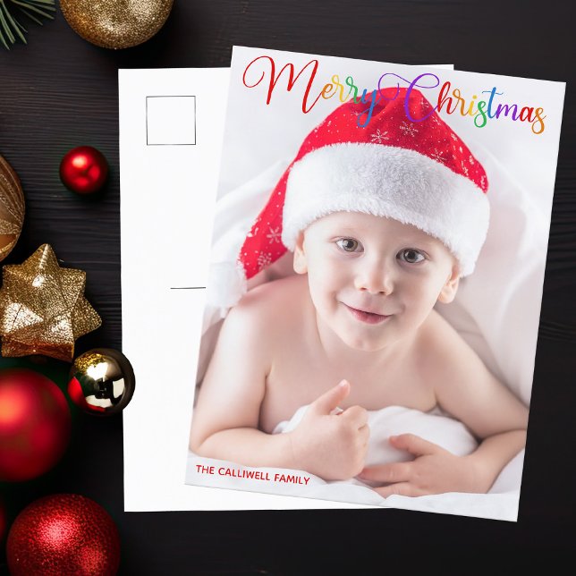 Cartes Pour Fêtes Annuelles Joyeux Noël arc-en-ciel superposé photo (Créateur téléchargé)