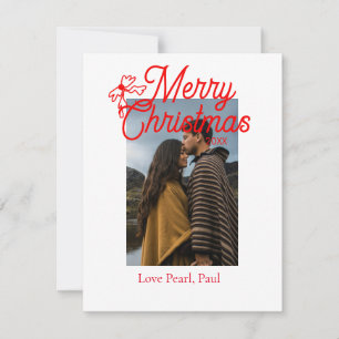 Cartes Pour Fêtes Annuelles Joyeux Noël arc rouge enfants photo moderne élégan