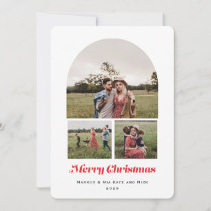 Cartes Pour Fêtes Annuelles Joyeux Noël Arche moderne Multi photo Rouge