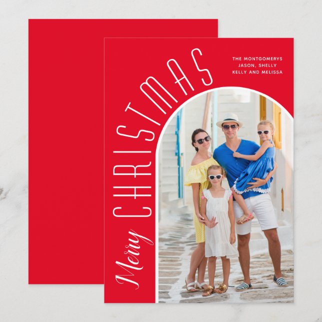 Cartes Pour Fêtes Annuelles Joyeux Noël Arche rouge Photo (Devant / Derrière)