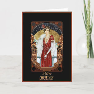 Cartes Pour Fêtes Annuelles Joyeux Noël Art Déco Vintage