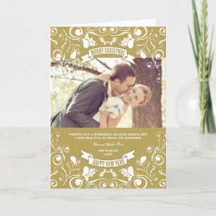 Cartes Pour Fêtes Annuelles Joyeux Noël Art Nouveau Floral Photo