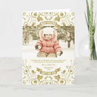 Cartes Pour Fêtes Annuelles Joyeux Noël Art Nouveau Floral Photo