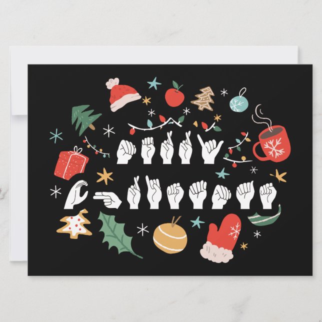 Cartes Pour Fêtes Annuelles Joyeux Noël - ASL American Sign Language III (Devant)