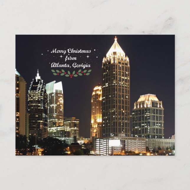 Cartes Pour Fêtes Annuelles "Joyeux Noël", Atlanta, Georgia Skyline (Devant)