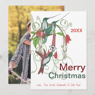 Cartes Pour Fêtes Annuelles Joyeux Noël au colibri élégant vintage