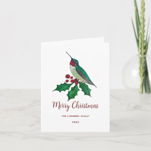 Cartes Pour Fêtes Annuelles Joyeux Noël au colibri personnalisé