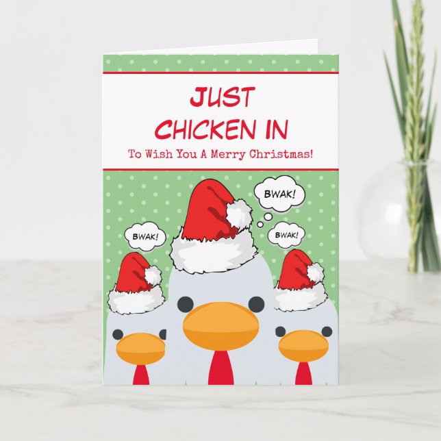 Cartes Pour Fêtes Annuelles Joyeux Noël au juste poulet (Devant)