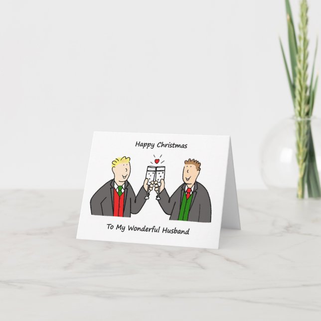 Cartes Pour Fêtes Annuelles Joyeux Noël au mari gay masculin (Devant)